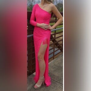 Sherri Hill Vibrant Pink One-Shoulder Dress